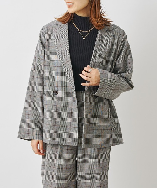 prose verse（プロズヴェール）の「先染めチェックWテーラードジャケット（テーラードジャケット・レディース・ブラウン/グレー・MEDIUM）」の4枚目の写真