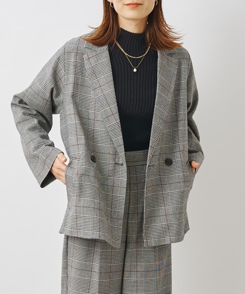 prose verse（プロズヴェール）の「先染めチェックWテーラードジャケット（テーラードジャケット・レディース・ブラウン/グレー・MEDIUM）」の8枚目の写真