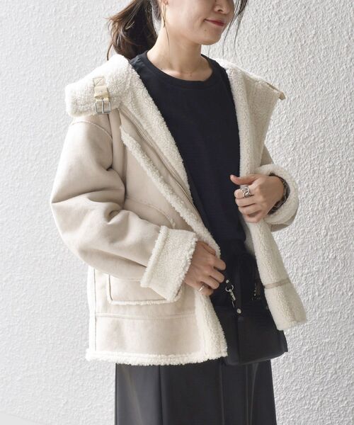 セール】リバーシブルフェイクムートンブルゾン◇（ムートンコート