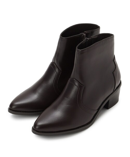 DRESKIP(ドレスキップ)の「◆ショートウェスタンブーツ(ブーツ・レディース・ブラック/ダークブラウン・35/45)」の2枚目の写真