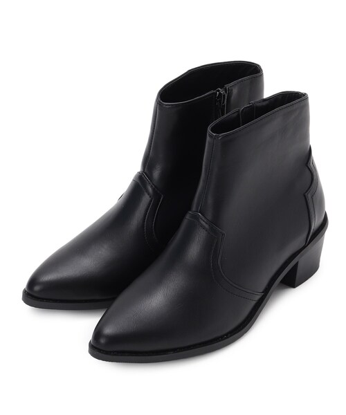 DRESKIP(ドレスキップ)の「◆ショートウェスタンブーツ(ブーツ・レディース・ブラック/ダークブラウン・35/45)」の1枚目の写真