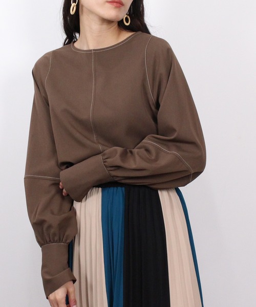 LOUISE ODIER(ルイーズオディール)の「配色ステッチ使いブラウス(シャツ/ブラウス・レディース・ホワイト/ブラック/ブラウン/ブルー・MEDIUM)」の22枚目の写真