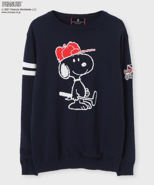 Psycho Bunny（サイコバニー）の「[GOLF] PEANUTS × Psycho Bunny ジャガードクルーネック ニット（ニット/セーター・メンズ・ホワイト/ネイビー/レッド・SMALL/MEDIUM/LARGE/X-LARGE）」の3枚目の写真
