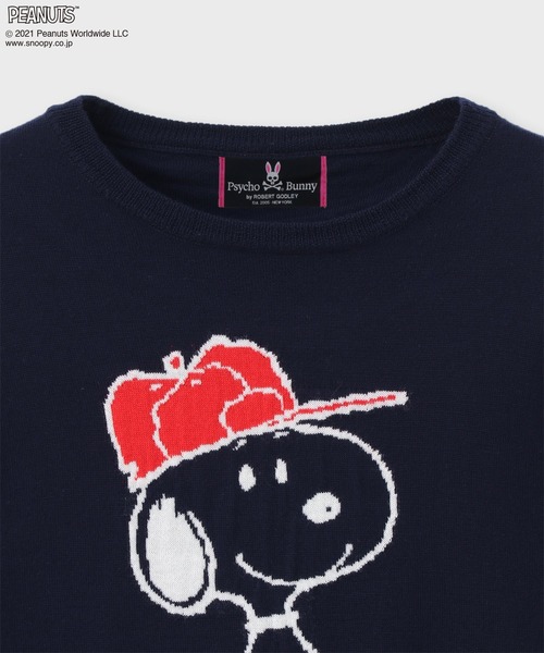 Psycho Bunny（サイコバニー）の「[GOLF] PEANUTS × Psycho Bunny ジャガードクルーネック ニット（ニット/セーター・メンズ・ホワイト/ネイビー/レッド・SMALL/MEDIUM/LARGE/X-LARGE）」の6枚目の写真