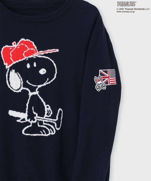 Psycho Bunny（サイコバニー）の「[GOLF] PEANUTS × Psycho Bunny ジャガードクルーネック ニット（ニット/セーター・メンズ・ホワイト/ネイビー/レッド・SMALL/MEDIUM/LARGE/X-LARGE）」の4枚目の写真