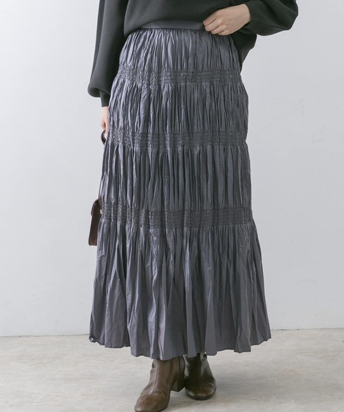 URBAN RESEARCH ROSSO WOMEN(アーバンリサーチ ロッソ)の「シャーリングティアードスカート(スカート・レディース・パープル系その他/ブラウン系その他・FREE)」の15枚目の写真