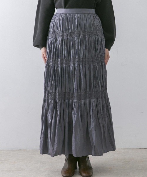 URBAN RESEARCH ROSSO WOMEN(アーバンリサーチ ロッソ)の「シャーリングティアードスカート(スカート・レディース・パープル系その他/ブラウン系その他・FREE)」の12枚目の写真