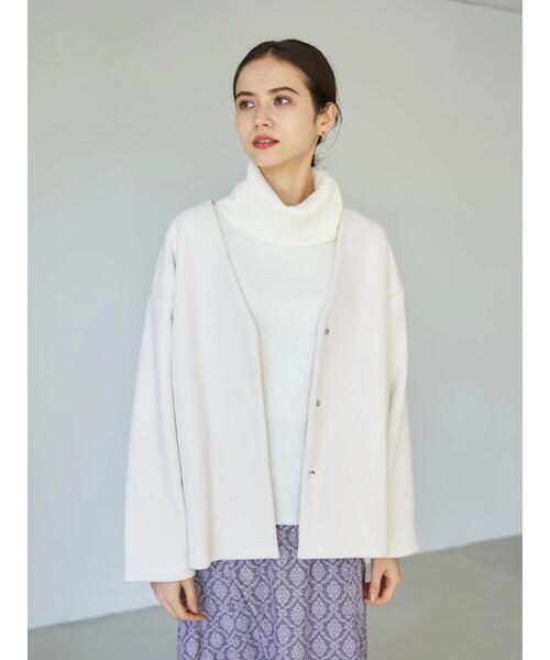 YECCA VECCA（イェッカヴェッカ）の「・フリースボンディングコーディガン＊（その他アウター・レディース・チャコールグレー/オフホワイト/カーキ・FREE）」の6枚目の写真