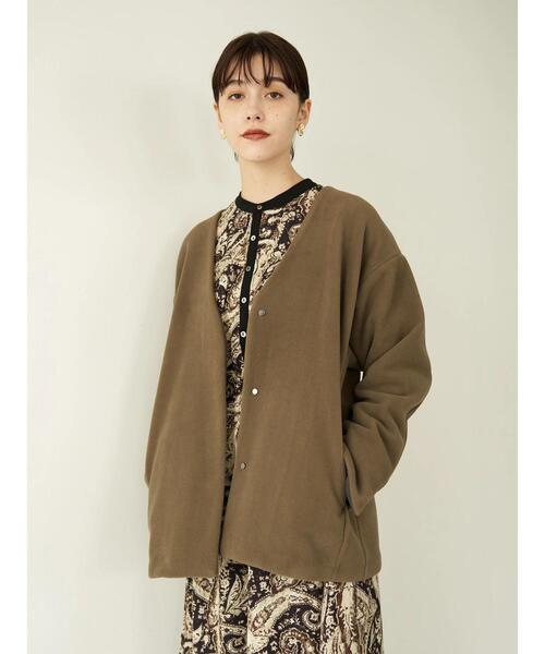 YECCA VECCA（イェッカヴェッカ）の「・フリースボンディングコーディガン＊（その他アウター・レディース・チャコールグレー/オフホワイト/カーキ・FREE）」の17枚目の写真