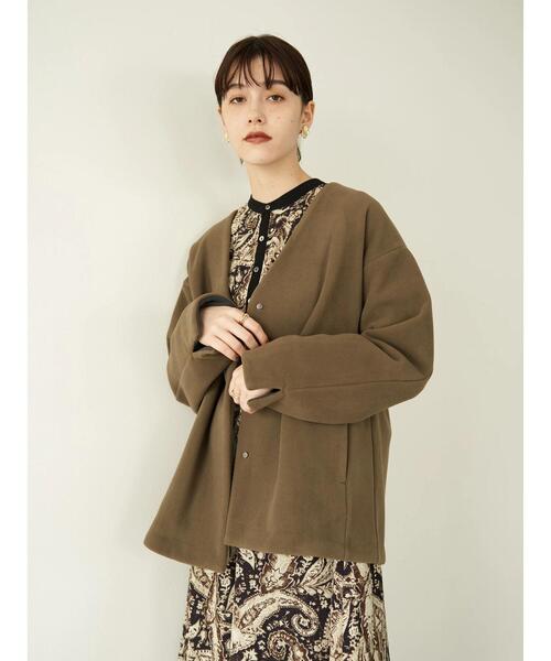 YECCA VECCA（イェッカヴェッカ）の「・フリースボンディングコーディガン＊（その他アウター・レディース・チャコールグレー/オフホワイト/カーキ・FREE）」の18枚目の写真