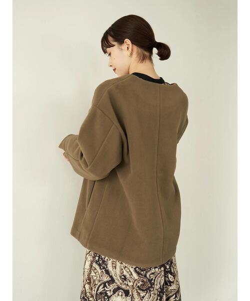 YECCA VECCA（イェッカヴェッカ）の「・フリースボンディングコーディガン＊（その他アウター・レディース・チャコールグレー/オフホワイト/カーキ・FREE）」の21枚目の写真