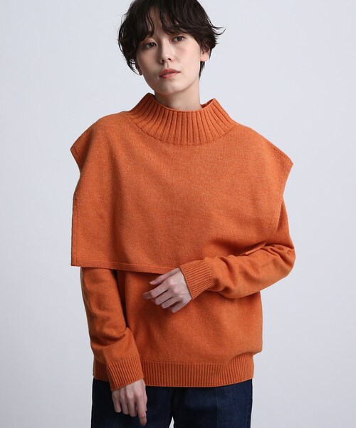 INDIVI(インディヴィ)の「◆【2点セット/日本製/洗える】ショートベストレイヤードニット(アンサンブル・レディース・オフホワイト/オレンジ/ベージュ系その他2・38)」の3枚目の写真