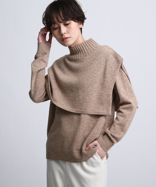 INDIVI(インディヴィ)の「◆【2点セット/日本製/洗える】ショートベストレイヤードニット(アンサンブル・レディース・オフホワイト/オレンジ/ベージュ系その他2・38)」の2枚目の写真