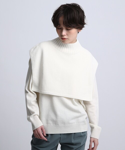 INDIVI(インディヴィ)の「◆【2点セット/日本製/洗える】ショートベストレイヤードニット(アンサンブル・レディース・オフホワイト/オレンジ/ベージュ系その他2・38)」の12枚目の写真