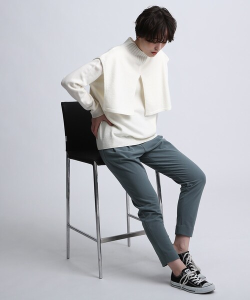 INDIVI(インディヴィ)の「◆【2点セット/日本製/洗える】ショートベストレイヤードニット(アンサンブル・レディース・オフホワイト/オレンジ/ベージュ系その他2・38)」の5枚目の写真