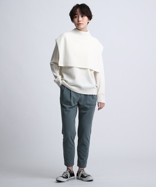 INDIVI(インディヴィ)の「◆【2点セット/日本製/洗える】ショートベストレイヤードニット(アンサンブル・レディース・オフホワイト/オレンジ/ベージュ系その他2・38)」の9枚目の写真