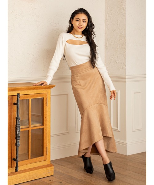 DURAS(デュラス)の「2WAYカッティングニットトップス(ニット/セーター・レディース・ベージュ/ワインレッド/ホワイト/ブラック・FREE)」の11枚目の写真