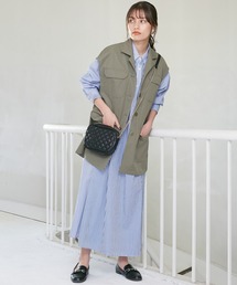 INCEDE | シャンブレーストライプ切り替えシャツワンピース(シャツワンピース)