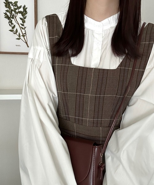 Cham.（チャム）の「チェックワンピース（ワンピース・レディース・ブラウン・F）」の12枚目の写真