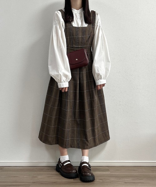 Cham.（チャム）の「チェックワンピース（ワンピース・レディース・ブラウン・F）」の4枚目の写真