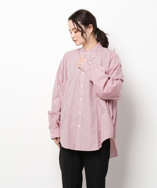THE SHINZONE(ザ シンゾーン)の「STRIPE DADDY SHIRTS(シャツ/ブラウス・レディース・グリーン/レッド/ブラック・REGULAR)」の3枚目の写真