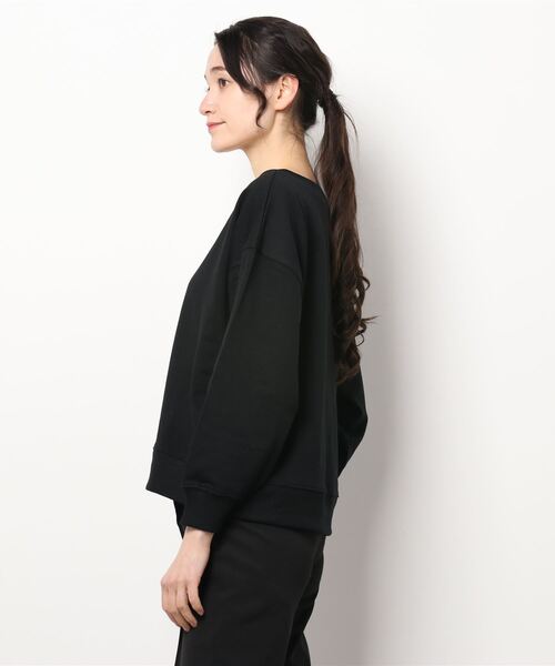 ehka sopo（エヘカソポ）の「Vネック裏毛トレーナー（スウェット・レディース・ホワイト/ブラック/グレー/グリーン・ﾌﾘ-）」の5枚目の写真