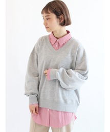 ehka sopo | Vネック裏毛トレーナー(スウェット)