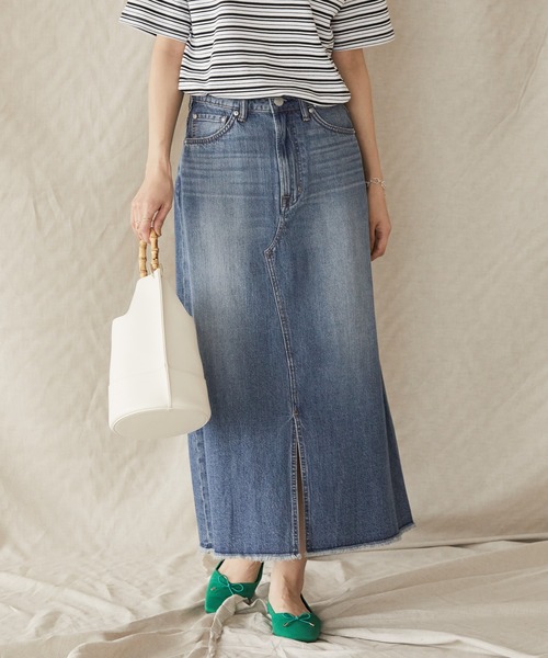 AMERICAN HOLIC（アメリカンホリック）の「デニムＡラインスカート（デニムスカート・レディース・グレー/ライトインディゴブルー・S/M/L）」の2枚目の写真