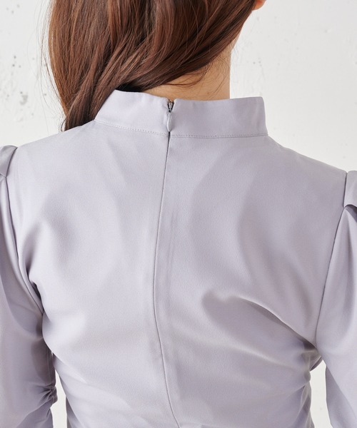 MIIA（ミーア）の「ウエストリボンパフスリーブロングワンピース（ワンピース・レディース・ブラック/ベージュ/ブルー・FREE）」の11枚目の写真