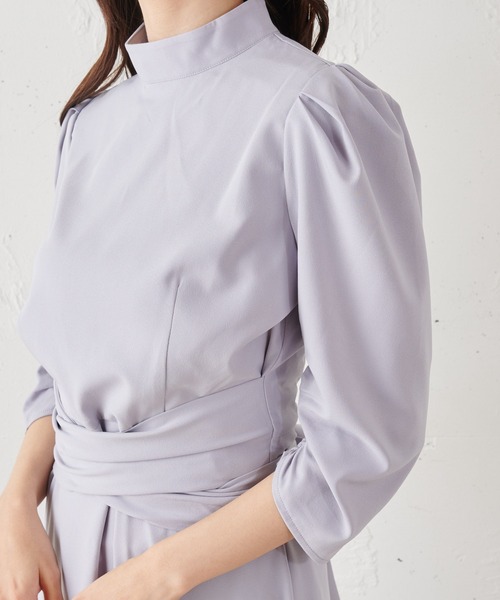 MIIA（ミーア）の「ウエストリボンパフスリーブロングワンピース（ワンピース・レディース・ブラック/ベージュ/ブルー・FREE）」の20枚目の写真