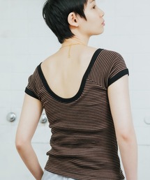 MILLER | R.P.miller/ミラー FRENCH SLEEVE TEE ボーダーＴシャツ カップ付きトップス(Tシャツ/カットソー)
