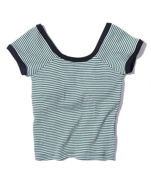MILLER（ミラー）の「R.P.miller/ミラー FRENCH SLEEVE TEE ボーダーＴシャツ カップ付きトップス  インナーT（Tシャツ/カットソー・レディース・オレンジ/グレー/ホワイト/グリーン/ホワイト×ネイビー/ブラウン・FREE）」の6枚目の写真