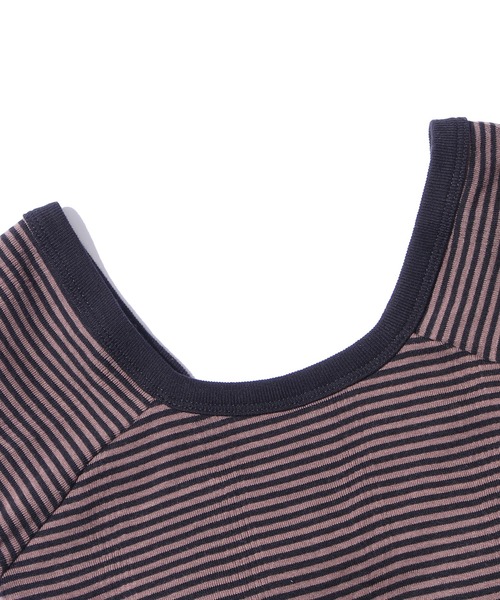 MILLER（ミラー）の「R.P.miller/ミラー FRENCH SLEEVE TEE ボーダーＴシャツ カップ付きトップス  インナーT（Tシャツ/カットソー・レディース・オレンジ/グレー/ホワイト/グリーン/ホワイト×ネイビー/ブラウン・FREE）」の9枚目の写真