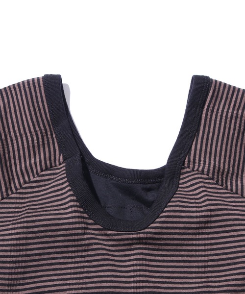 MILLER（ミラー）の「R.P.miller/ミラー FRENCH SLEEVE TEE ボーダーＴシャツ カップ付きトップス  インナーT（Tシャツ/カットソー・レディース・オレンジ/グレー/ホワイト/グリーン/ホワイト×ネイビー/ブラウン・FREE）」の12枚目の写真