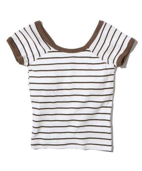 MILLER（ミラー）の「R.P.miller/ミラー FRENCH SLEEVE TEE ボーダーＴシャツ カップ付きトップス  インナーT（Tシャツ/カットソー・レディース・オレンジ/グレー/ホワイト/グリーン/ホワイト×ネイビー/ブラウン・FREE）」の15枚目の写真