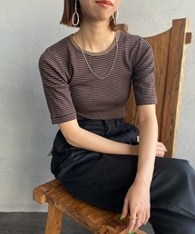 MILLER | [MILLER/ミラー] 別注 配色5分袖 クルーネックボーダーTシャツ(Tシャツ/カットソー)