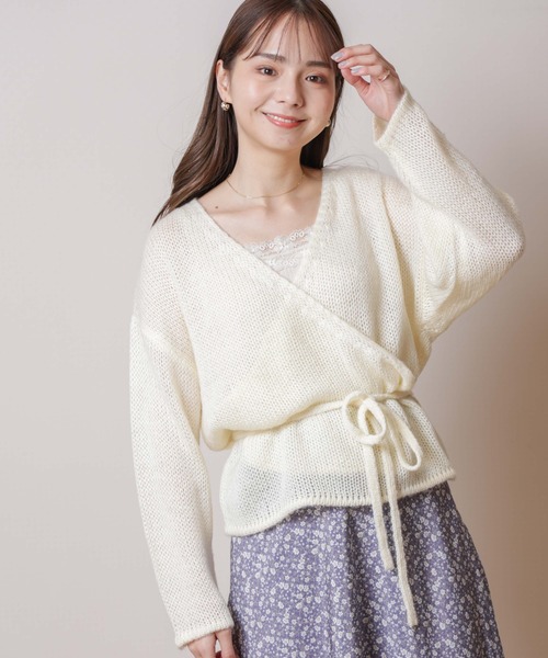 flower（フラワー）の「エアリーニットカーディガン（カーディガン/ボレロ・レディース・パープル/アイボリー・FREE）」の3枚目の写真