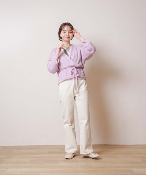 flower（フラワー）の「エアリーニットカーディガン（カーディガン/ボレロ・レディース・パープル/アイボリー・FREE）」の15枚目の写真