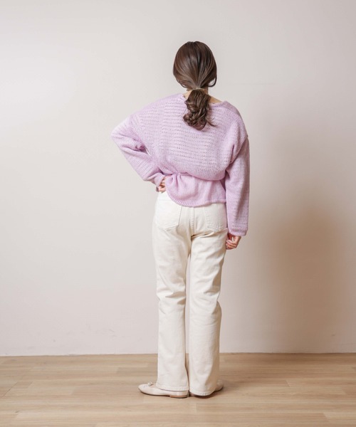 flower（フラワー）の「エアリーニットカーディガン（カーディガン/ボレロ・レディース・パープル/アイボリー・FREE）」の10枚目の写真