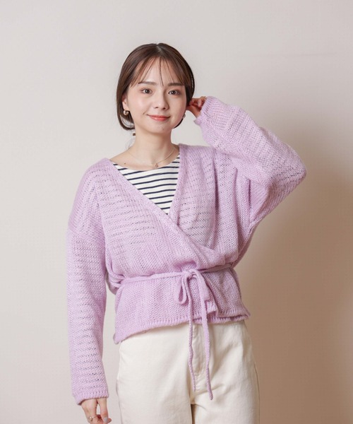 flower（フラワー）の「エアリーニットカーディガン（カーディガン/ボレロ・レディース・パープル/アイボリー・FREE）」の8枚目の写真
