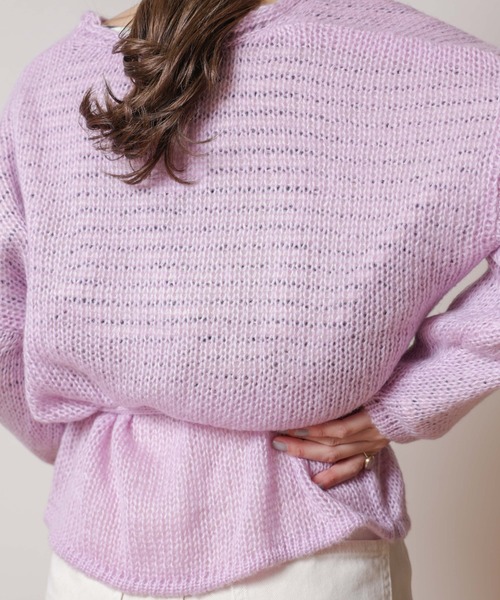 flower（フラワー）の「エアリーニットカーディガン（カーディガン/ボレロ・レディース・パープル/アイボリー・FREE）」の18枚目の写真