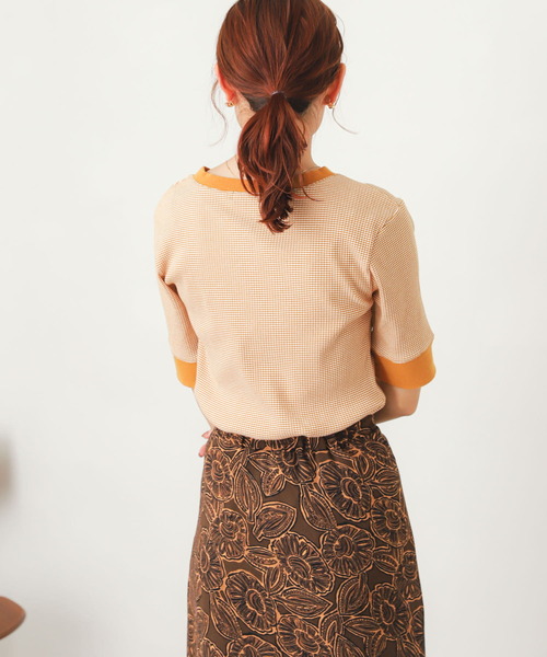 SENSE OF PLACE by URBAN RESEARCH(センスオブプレイスバイアーバンリサーチ)の「リンガーボーダーTシャツ(5分袖)(Tシャツ/カットソー・レディース・ブラック系その他/グリーン系その他/ブルー系その他/パープル系その他/イエロー系その他/オレンジ系その他/ピンク・ONE)」の16枚目の写真