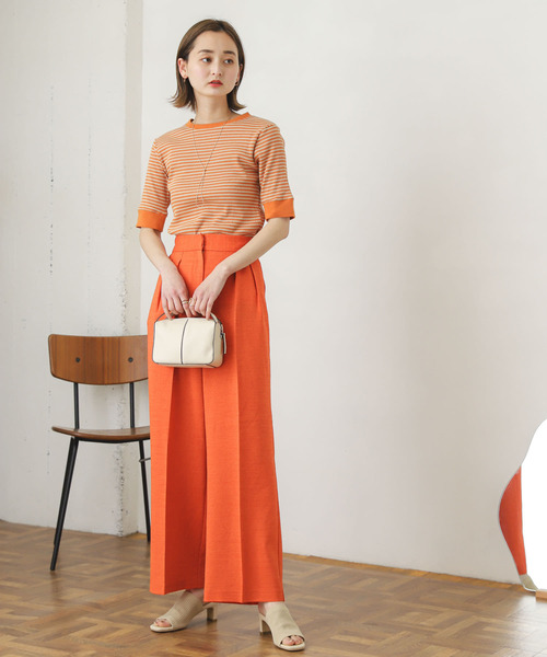 SENSE OF PLACE by URBAN RESEARCH(センスオブプレイスバイアーバンリサーチ)の「リンガーボーダーTシャツ(5分袖)(Tシャツ/カットソー・レディース・ブラック系その他/グリーン系その他/ブルー系その他/パープル系その他/イエロー系その他/オレンジ系その他/ピンク・ONE)」の22枚目の写真