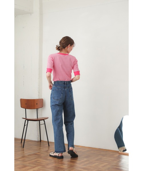 SENSE OF PLACE by URBAN RESEARCH(センスオブプレイスバイアーバンリサーチ)の「リンガーボーダーTシャツ(5分袖)(Tシャツ/カットソー・レディース・ブラック系その他/グリーン系その他/ブルー系その他/パープル系その他/イエロー系その他/オレンジ系その他/ピンク・ONE)」の8枚目の写真