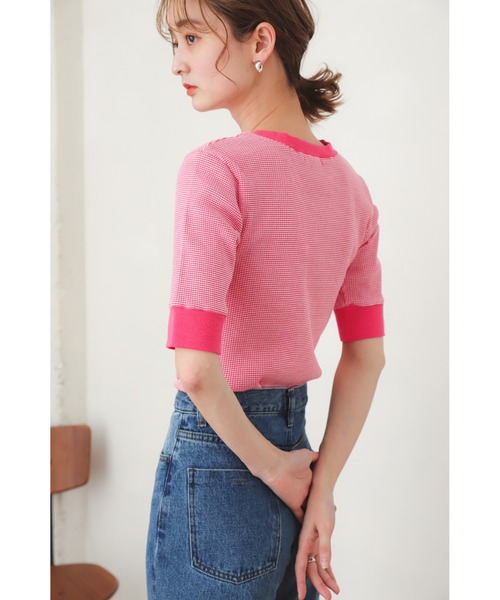 SENSE OF PLACE by URBAN RESEARCH(センスオブプレイスバイアーバンリサーチ)の「リンガーボーダーTシャツ(5分袖)(Tシャツ/カットソー・レディース・ブラック系その他/グリーン系その他/ブルー系その他/パープル系その他/イエロー系その他/オレンジ系その他/ピンク・ONE)」の10枚目の写真