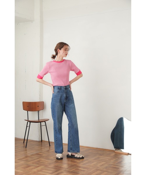 SENSE OF PLACE by URBAN RESEARCH(センスオブプレイスバイアーバンリサーチ)の「リンガーボーダーTシャツ(5分袖)(Tシャツ/カットソー・レディース・ブラック系その他/グリーン系その他/ブルー系その他/パープル系その他/イエロー系その他/オレンジ系その他/ピンク・ONE)」の13枚目の写真