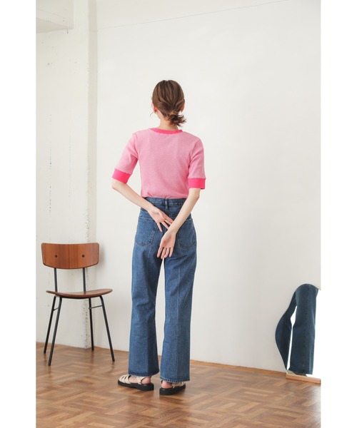 SENSE OF PLACE by URBAN RESEARCH(センスオブプレイスバイアーバンリサーチ)の「リンガーボーダーTシャツ(5分袖)(Tシャツ/カットソー・レディース・ブラック系その他/グリーン系その他/ブルー系その他/パープル系その他/イエロー系その他/オレンジ系その他/ピンク・ONE)」の15枚目の写真