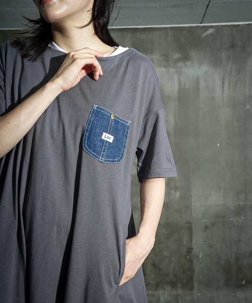 Lee(リー)の「【LEE/リー】デニムポケットフレアワンピースドレス 半袖 コットン100%(ワンピース・レディース・ブルー系その他/ホワイト/チャコールグレー・MEDIUM)」の11枚目の写真