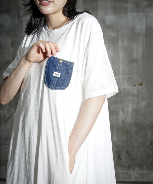 Lee(リー)の「【LEE/リー】デニムポケットフレアワンピースドレス 半袖 コットン100%(ワンピース・レディース・ブルー系その他/ホワイト/チャコールグレー・MEDIUM)」の7枚目の写真