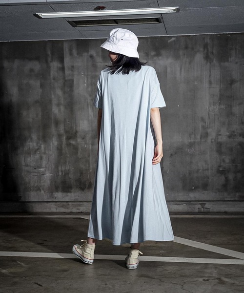 Lee(リー)の「【LEE/リー】デニムポケットフレアワンピースドレス 半袖 コットン100%(ワンピース・レディース・ブルー系その他/ホワイト/チャコールグレー・MEDIUM)」の13枚目の写真